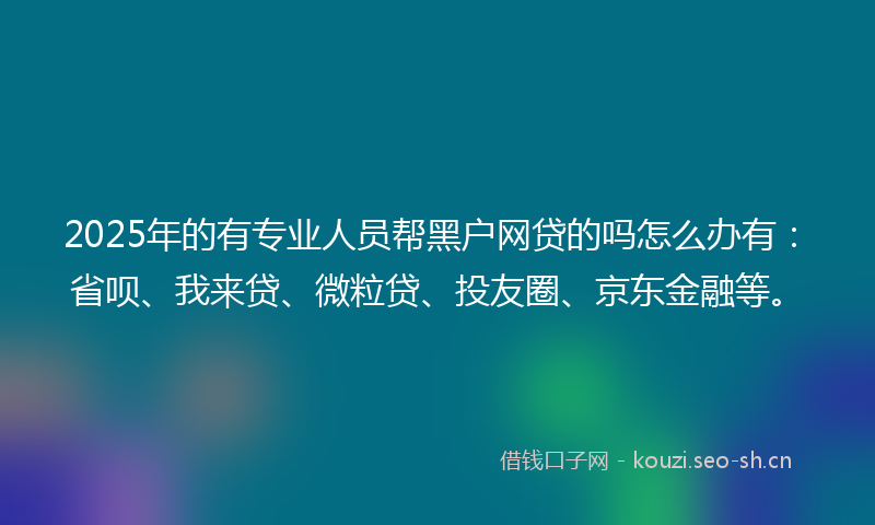 2025年的有专业人员帮黑户网贷的吗怎么办有：省呗、我来贷、微粒贷、投友圈、京东金融等。