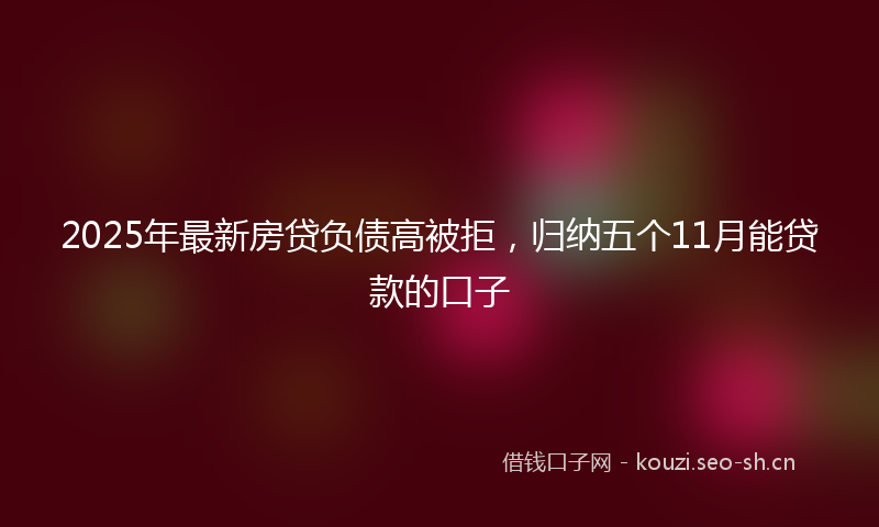 2025年最新房贷负债高被拒，归纳五个11月能贷款的口子