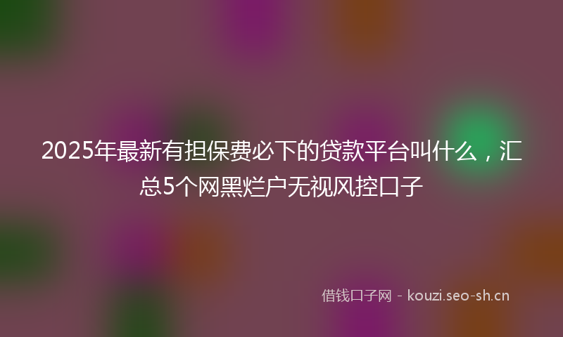 2025年最新有担保费必下的贷款平台叫什么，汇总5个网黑烂户无视风控口子