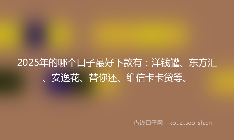 2025年的哪个口子最好下款有：洋钱罐、东方汇、安逸花、替你还、维信卡卡贷等。
