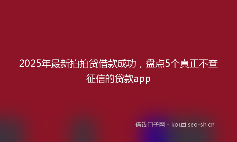 2025年最新拍拍贷借款成功，盘点5个真正不查征信的贷款app