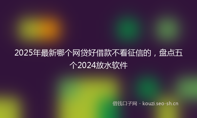 2025年最新哪个网贷好借款不看征信的，盘点五个2024放水软件