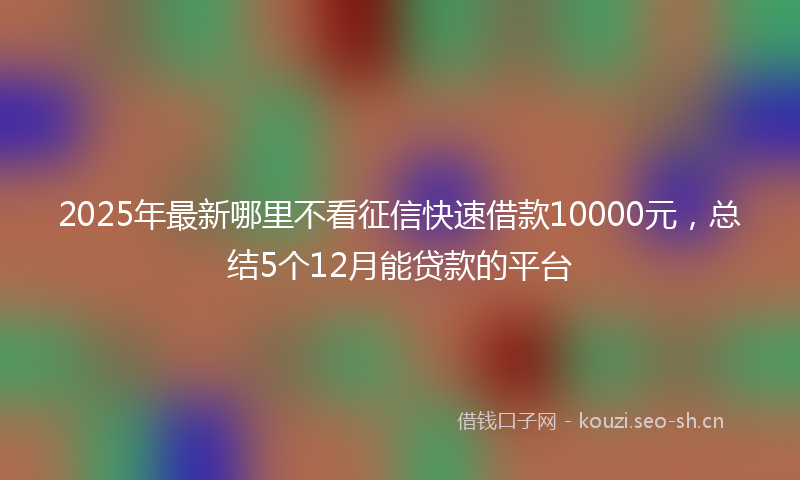2025年最新哪里不看征信快速借款10000元，总结5个12月能贷款的平台