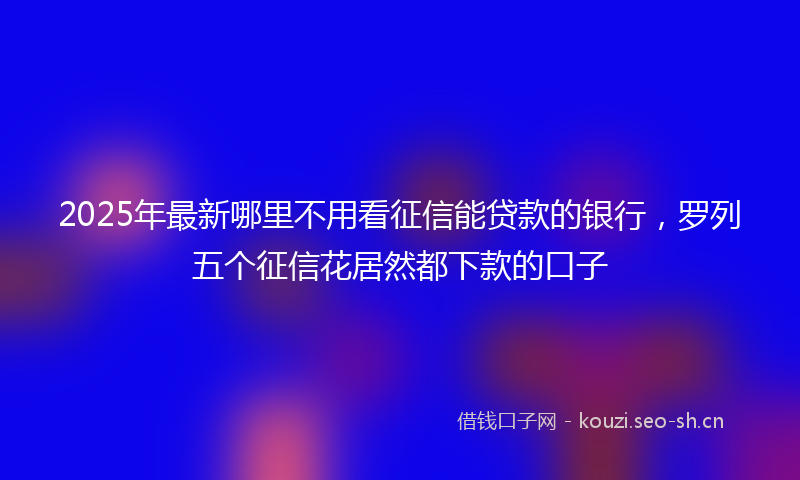 2025年最新哪里不用看征信能贷款的银行，罗列五个征信花居然都下款的口子