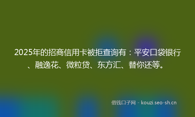 2025年的招商信用卡被拒查询有：平安口袋银行、融逸花、微粒贷、东方汇、替你还等。