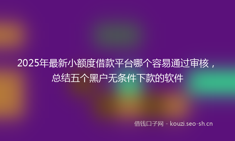 2025年最新小额度借款平台哪个容易通过审核，总结五个黑户无条件下款的软件