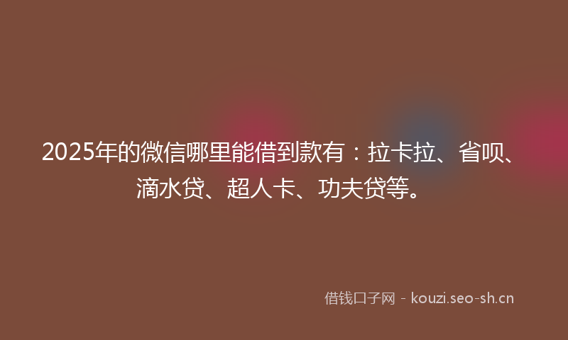 2025年的微信哪里能借到款有：拉卡拉、省呗、滴水贷、超人卡、功夫贷等。