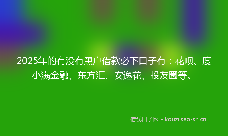 2025年的有没有黑户借款必下口子有：花呗、度小满金融、东方汇、安逸花、投友圈等。