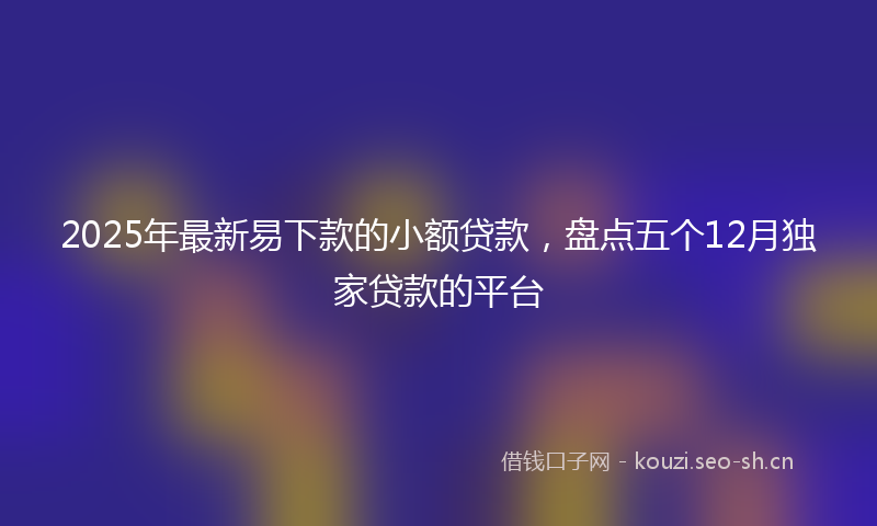 2025年最新易下款的小额贷款，盘点五个12月独家贷款的平台