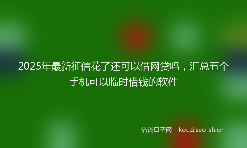 2025年最新征信花了还可以借网贷吗，汇总五个手机可以临时借钱的软件