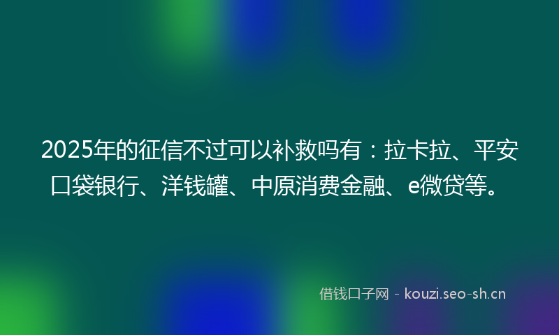 2025年的征信不过可以补救吗有：拉卡拉、平安口袋银行、洋钱罐、中原消费金融、e微贷等。
