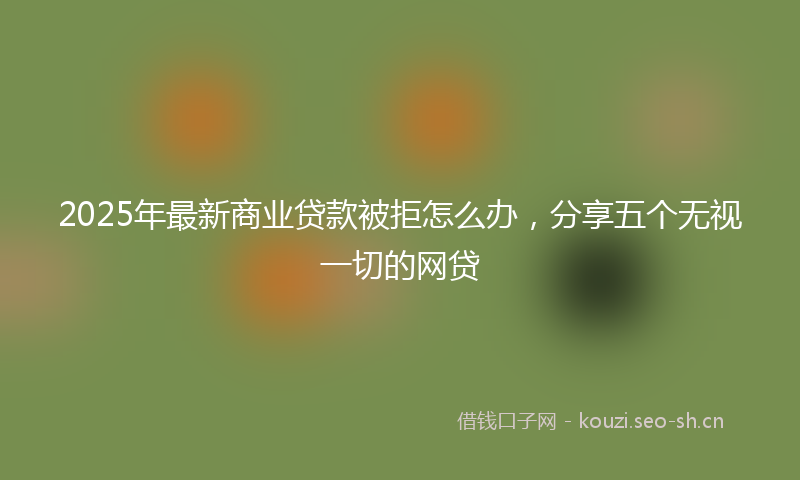 2025年最新商业贷款被拒怎么办，分享五个无视一切的网贷