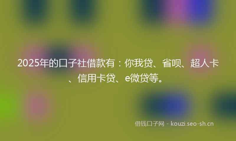 2025年的口子社借款有：你我贷、省呗、超人卡、信用卡贷、e微贷等。