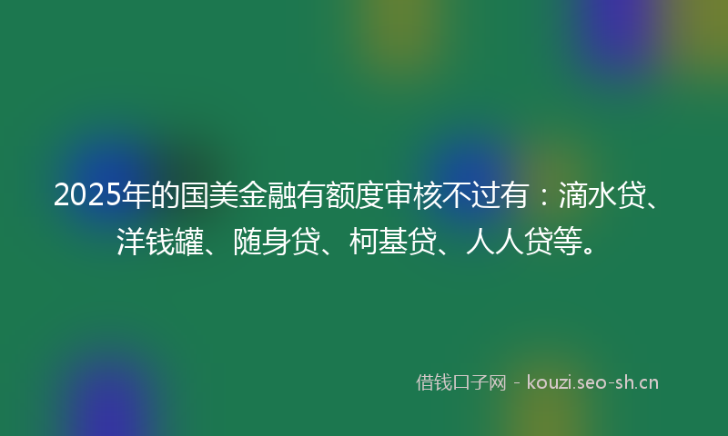 2025年的国美金融有额度审核不过有：滴水贷、洋钱罐、随身贷、柯基贷、人人贷等。