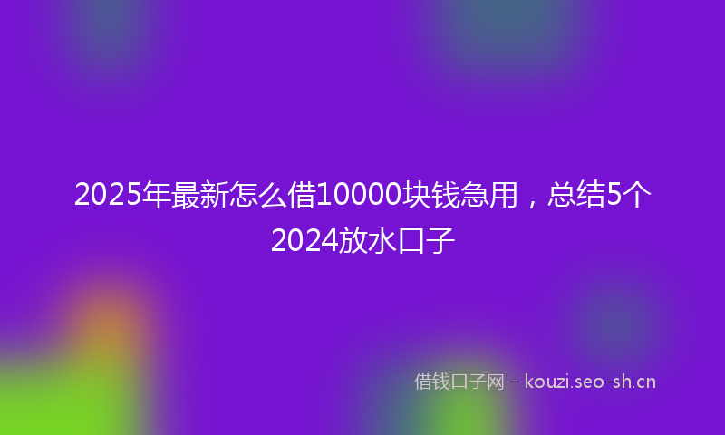 2025年最新怎么借10000块钱急用，总结5个2024放水口子