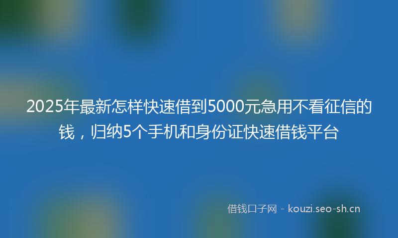 2025年最新怎样快速借到5000元急用不看征信的钱，归纳5个手机和身份证快速借钱平台