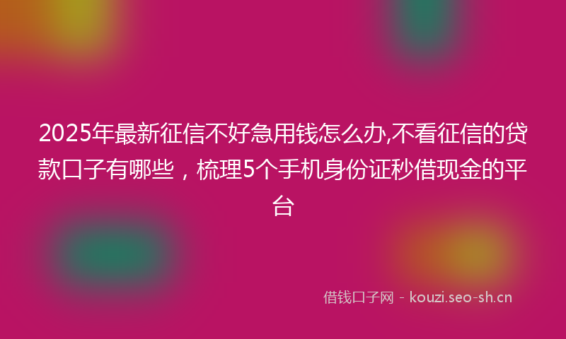 2025年最新征信不好急用钱怎么办,不看征信的贷款口子有哪些，梳理5个手机身份证秒借现金的平台