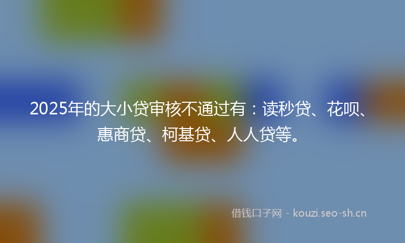 2025年的大小贷审核不通过有：读秒贷、花呗、惠商贷、柯基贷、人人贷等。