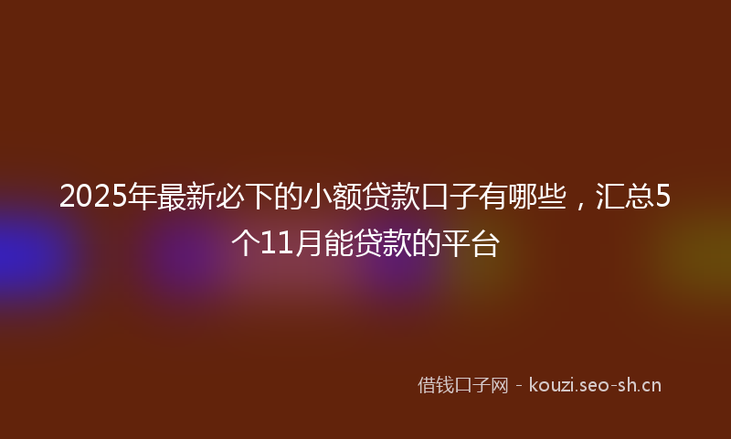2025年最新必下的小额贷款口子有哪些，汇总5个11月能贷款的平台