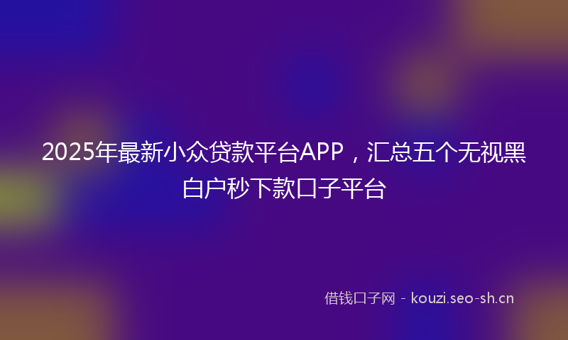 2025年最新小众贷款平台APP，汇总五个无视黑白户秒下款口子平台