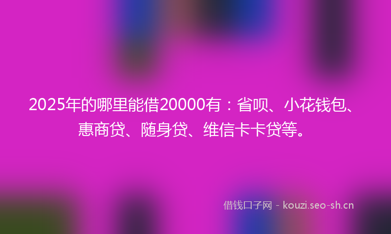 2025年的哪里能借20000有:省呗、小花钱包、惠商贷、随身贷、维信卡卡贷等。