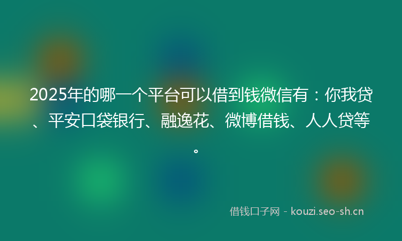 2025年的哪一个平台可以借到钱微信有：你我贷、平安口袋银行、融逸花、微博借钱、人人贷等。