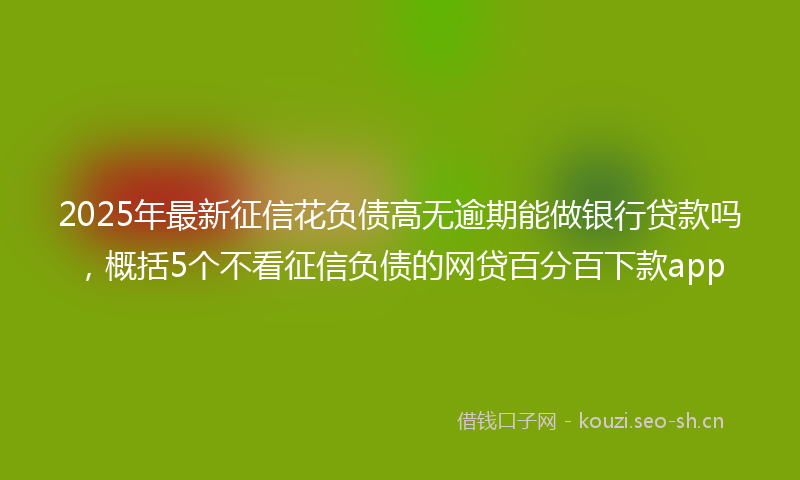 2025年最新征信花负债高无逾期能做银行贷款吗，概括5个不看征信负债的网贷百分百下款app