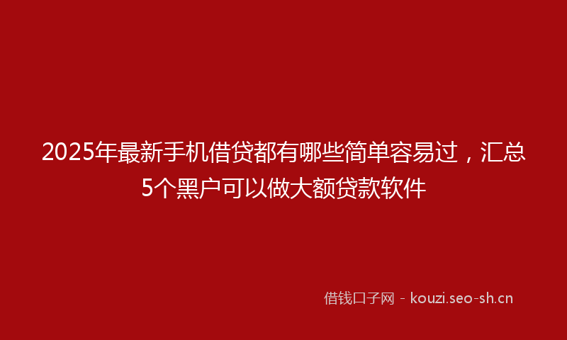 2025年最新手机借贷都有哪些简单容易过，汇总5个黑户可以做大额贷款软件