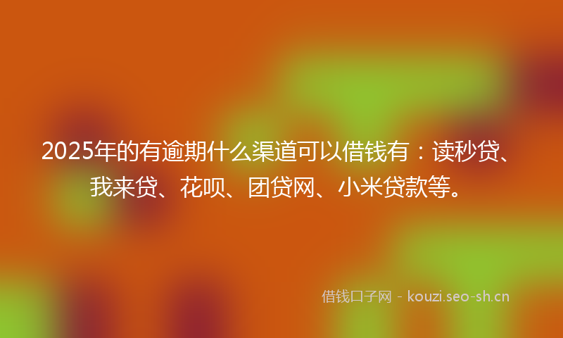 2025年的有逾期什么渠道可以借钱有：读秒贷、我来贷、花呗、团贷网、小米贷款等。
