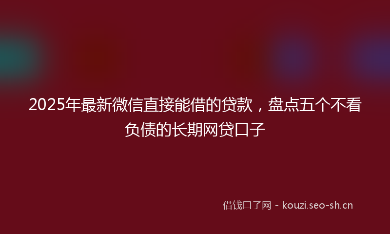 2025年最新微信直接能借的贷款，盘点五个不看负债的长期网贷口子