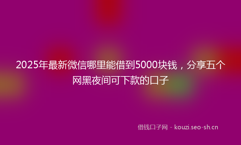 2025年最新微信哪里能借到5000块钱，分享五个网黑夜间可下款的口子
