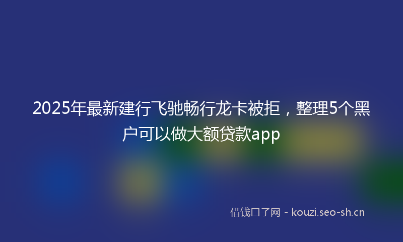 2025年最新建行飞驰畅行龙卡被拒，整理5个黑户可以做大额贷款app