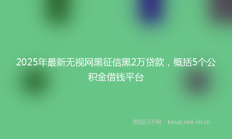 2025年最新无视网黑征信黑2万贷款，概括5个公积金借钱平台