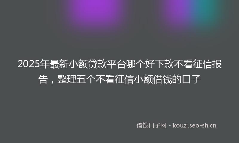 2025年最新小额贷款平台哪个好下款不看征信报告，整理五个不看征信小额借钱的口子