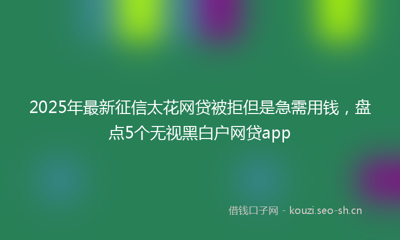 2025年最新征信太花网贷被拒但是急需用钱，盘点5个无视黑白户网贷app
