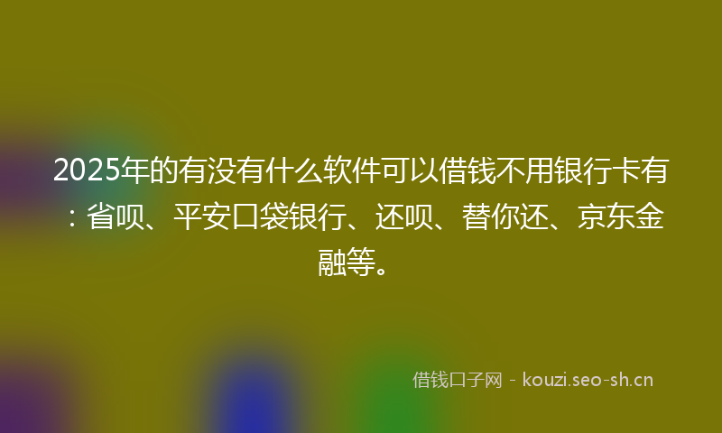 2025年的有没有什么软件可以借钱不用银行卡有：省呗、平安口袋银行、还呗、替你还、京东金融等。