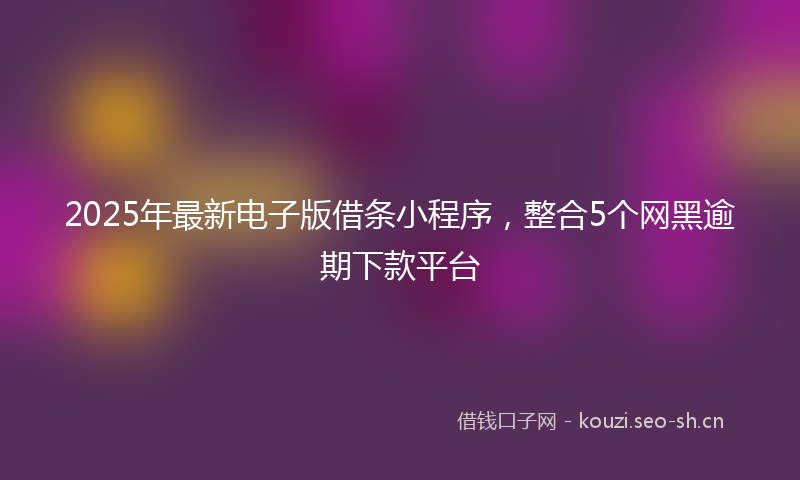 2025年最新电子版借条小程序，整合5个网黑逾期下款平台