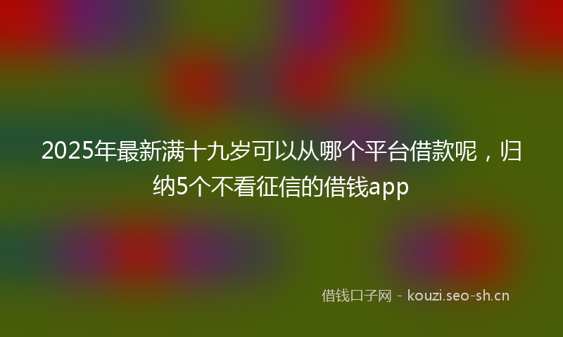 2025年最新满十九岁可以从哪个平台借款呢，归纳5个不看征信的借钱app