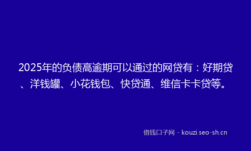 2025年的负债高逾期可以通过的网贷有：好期贷、洋钱罐、小花钱包、快贷通、维信卡卡贷等。