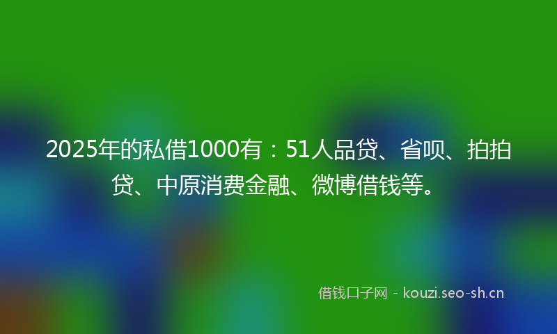 2025年的私借1000有：51人品贷、省呗、拍拍贷、中原消费金融、微博借钱等。