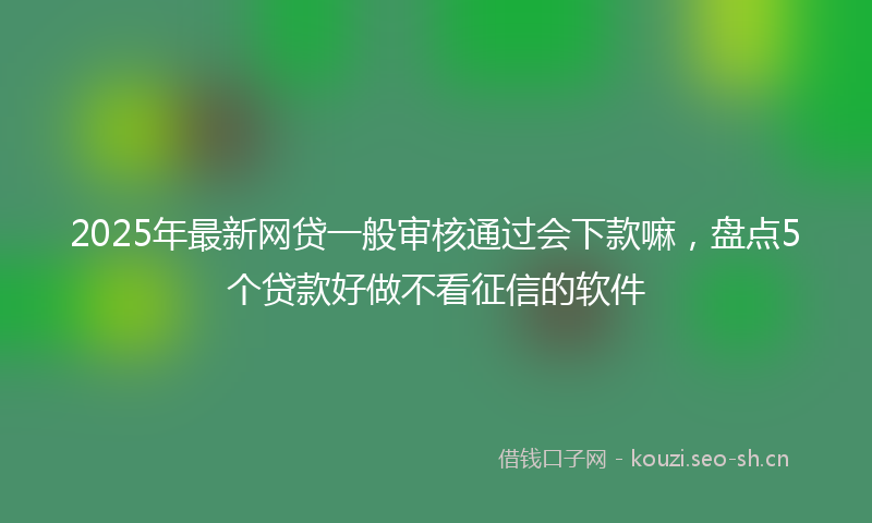 2025年最新网贷一般审核通过会下款嘛，盘点5个贷款好做不看征信的软件