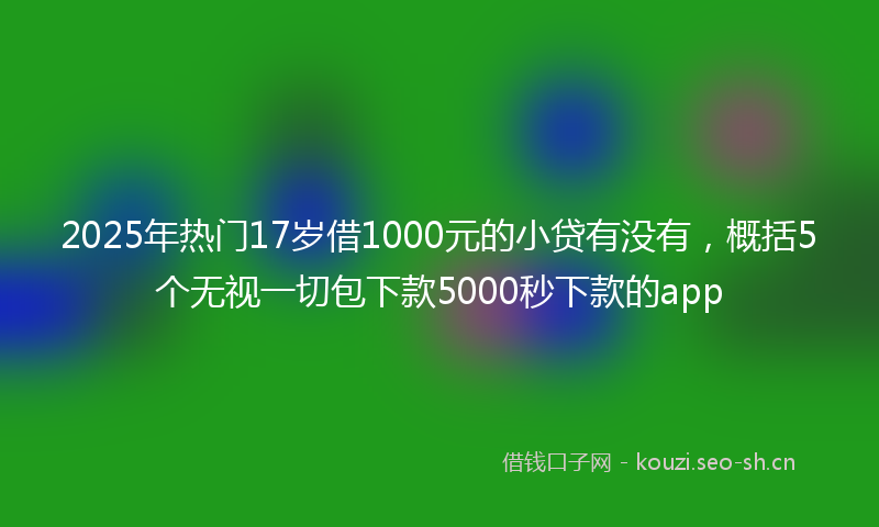 2025年热门17岁借1000元的小贷有没有，概括5个无视一切包下款5000秒下款的app