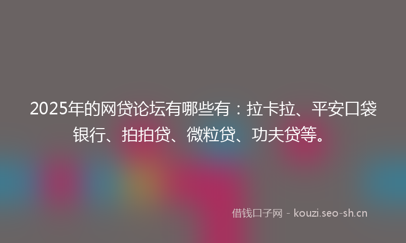2025年的网贷论坛有哪些有：拉卡拉、平安口袋银行、拍拍贷、微粒贷、功夫贷等。