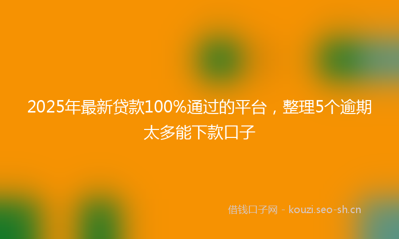 2025年最新贷款100%通过的平台，整理5个逾期太多能下款口子