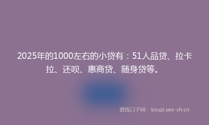 2025年的1000左右的小贷有：51人品贷、拉卡拉、还呗、惠商贷、随身贷等。
