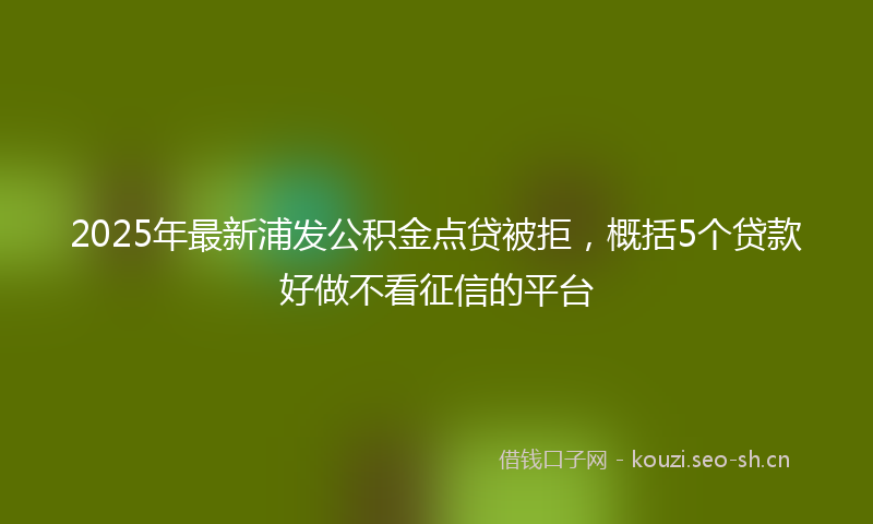 2025年最新浦发公积金点贷被拒，概括5个贷款好做不看征信的平台