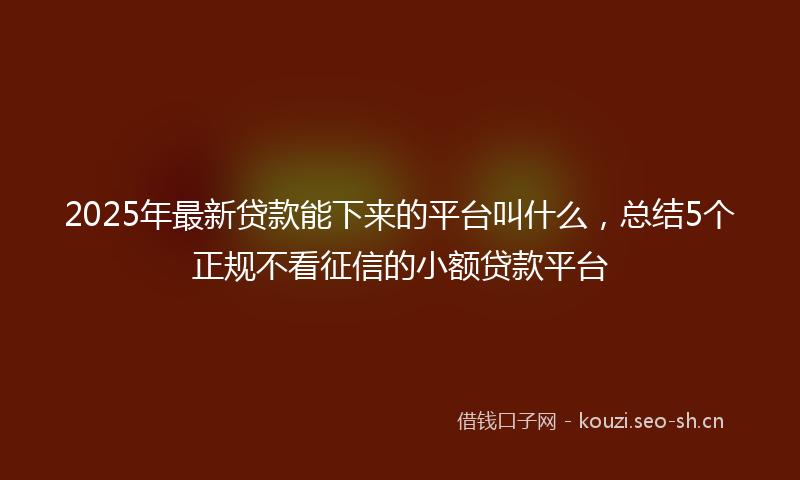 2025年最新贷款能下来的平台叫什么，总结5个正规不看征信的小额贷款平台