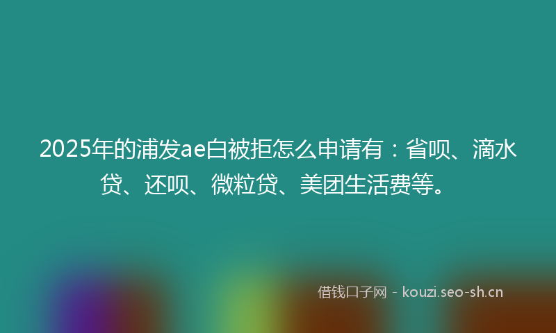 2025年的浦发ae白被拒怎么申请有：省呗、滴水贷、还呗、微粒贷、美团生活费等。