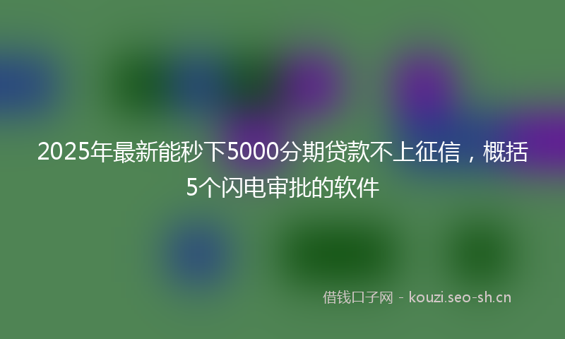 2025年最新能秒下5000分期贷款不上征信，概括5个闪电审批的软件