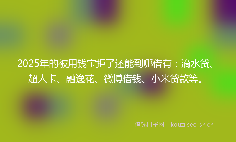 2025年的被用钱宝拒了还能到哪借有：滴水贷、超人卡、融逸花、微博借钱、小米贷款等。